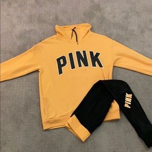 PINK yellow sweater and leggings set XS